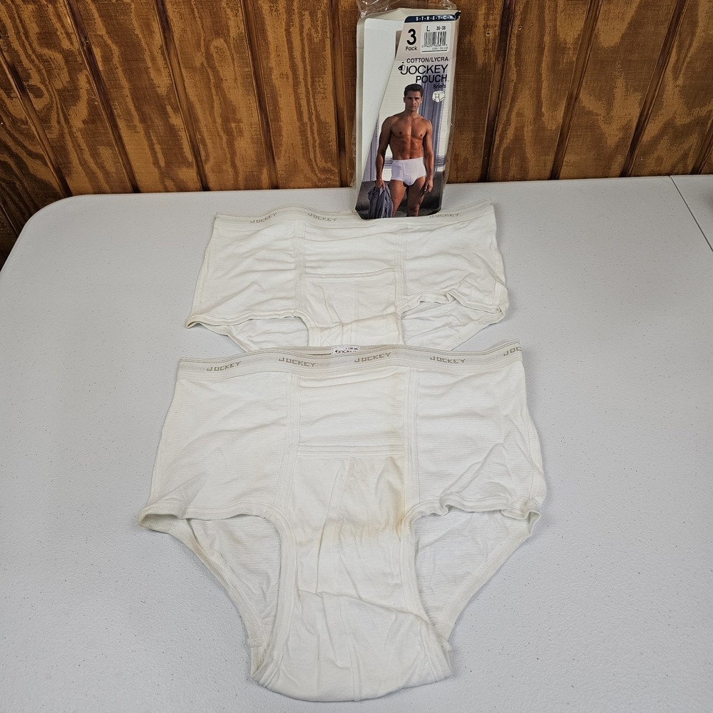 Vtg 1992 JOCKEY Pouch Briefs Sz L 36-38 Fly Front 2 Pack STRETCH Cotton/Lycra